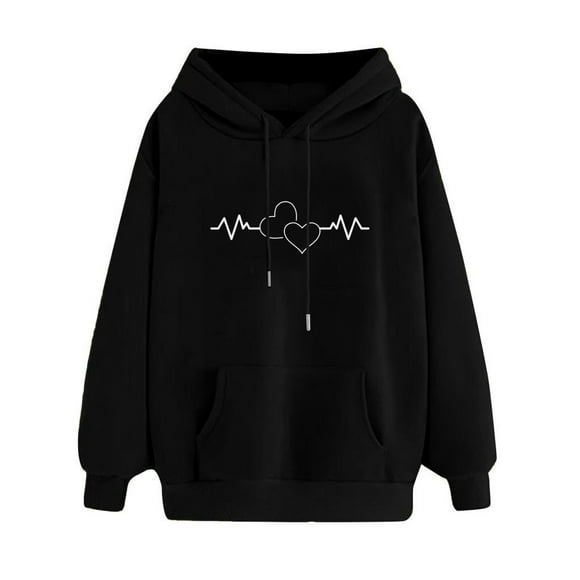 zanvin Hoodies for Teen Girls Cute Heart Graphic Pullover Tops Oversized Drawstring Sweatshirts Comfy Top