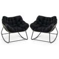thumbnail image 1 of Costway 2 PCS Outdoor Rocking Chair Oversized Patio PE Wicker Egg Chair Rattan Lounge Chair Black, 1 of 10