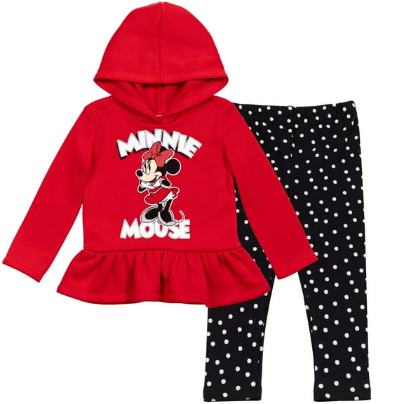 Disney Minnie Mouse Infant Baby Girls Fleece Hoodie and Leggings Outfit Set Infant to Little Kid