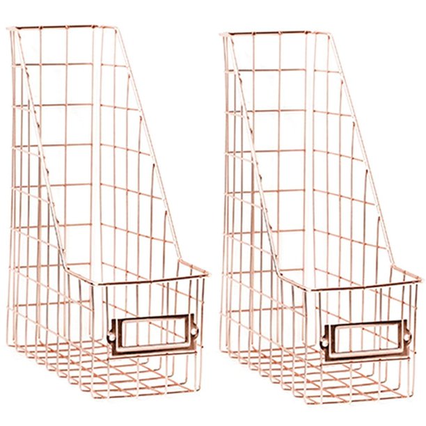 2x archivador de malla para dormitorio, papelería, organizador de escritorio, oro rosa