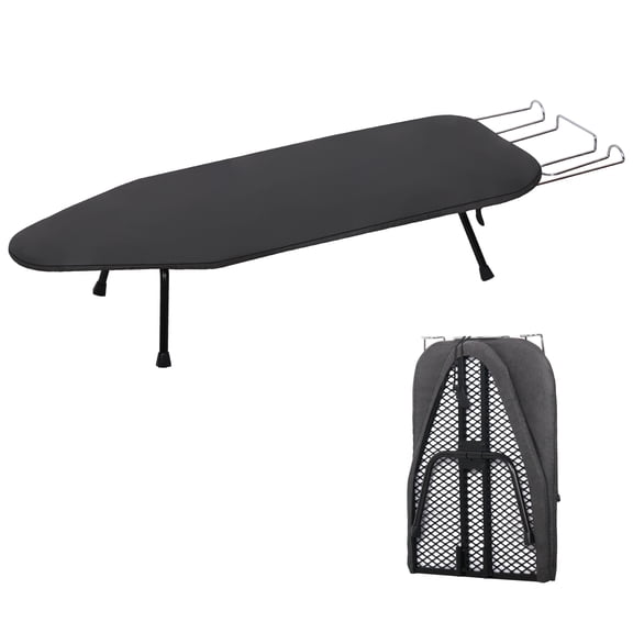 Small Tabletop Ironing Board, Heavy Duty Metal Panel Iron Board with Iron Rest, 8mm Thicken Cotton Padding and  Heat Resistant Cover, 31.5"x11.8"x6.2"