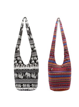 Bohemian Hippie Style Bag Canvas Cotton Sling Crossbody Hobo Messenger Bag  For Yoga & Freetime