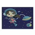 thumbnail image 1 of Retro Cutting Board, Little Girl Exploring Space with Cosmic Fashion Galactic Adventure Cartoon, Decorative Tempered Glass Cutting and Serving Board, Small Size, Multicolor, by Ambesonne, 1 of 1