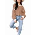 thumbnail image 1 of Suéter Holgado de Otoño para Mujer, Moderno Jersey de Punto A Rayas con Mangas Murciélago y Bloques de Color. Caqui XXXL, 1 of 6