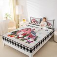 thumbnail image 4 of jejeloiu Colorful Kawaii Gnome Twin Sheet Sets,Western Christmas Cabin Twin Fitted Sheet,White Geometric Plaid Flat Sheet For Children,Microfiber Bedroom Decor,3pcs, 4 of 7