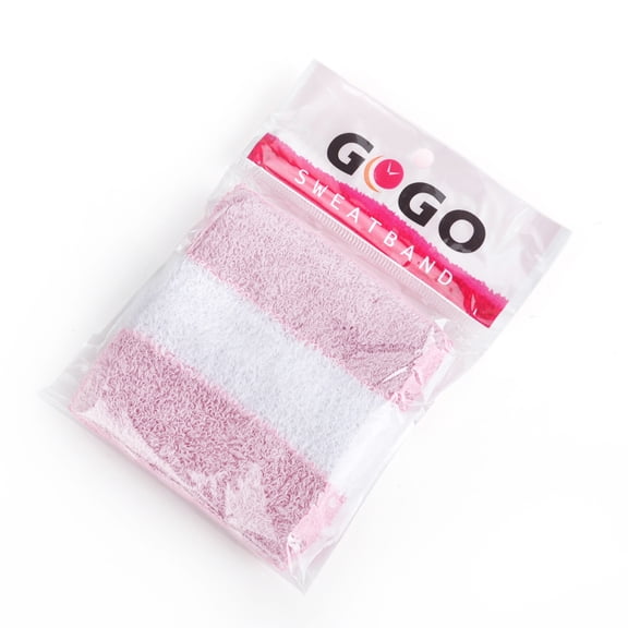 GOGO Stripe Sweatband Wristband Terry Cloth Wrist Band Lightpink/White