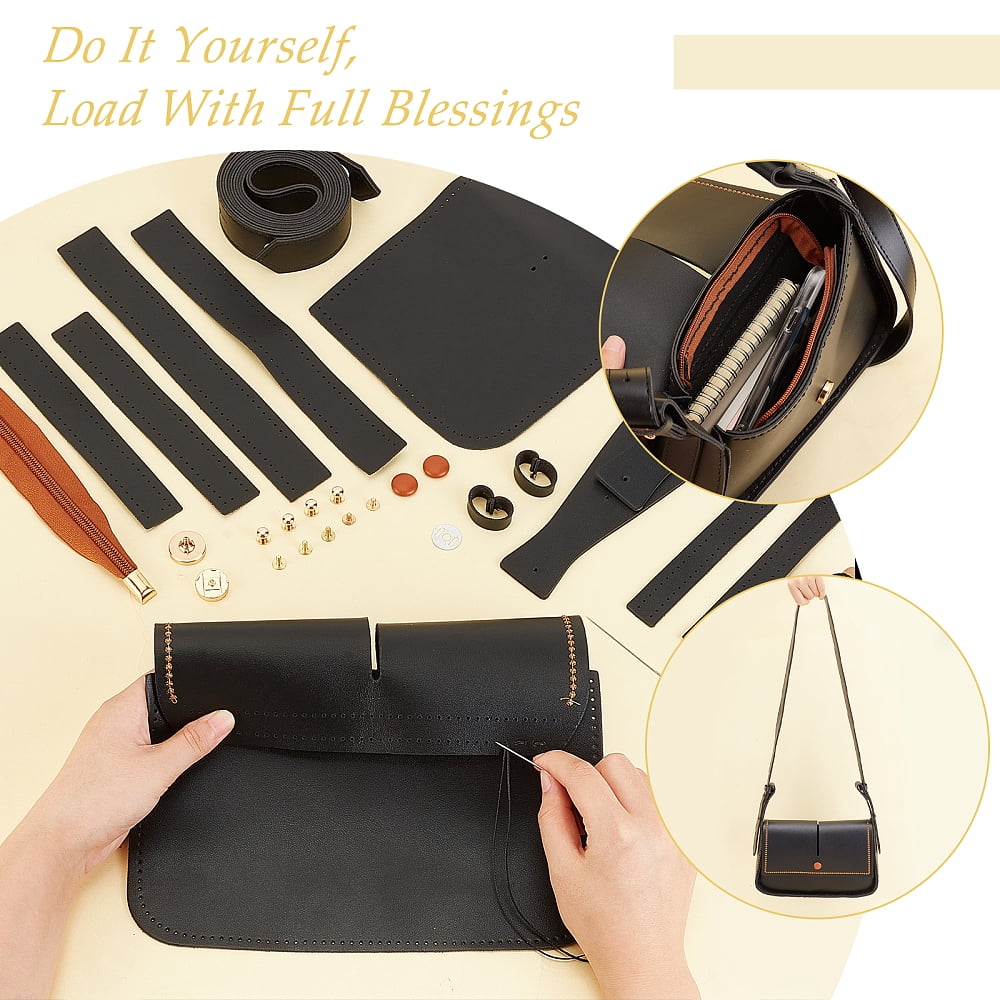 31pcs DIY Leather bag Sewing Kit PU Leather Knitting Crochet bag Making Materials Leather Pattern Craft Purse Sewing Supplies Handbag Purse Stitching Tool set