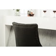 thumbnail image 3 of Button Tufted Solid Wood Charcoal Wingback Chairs with Nail Heads Set of 2 / Make Dining Room More Inviting, 3 of 6