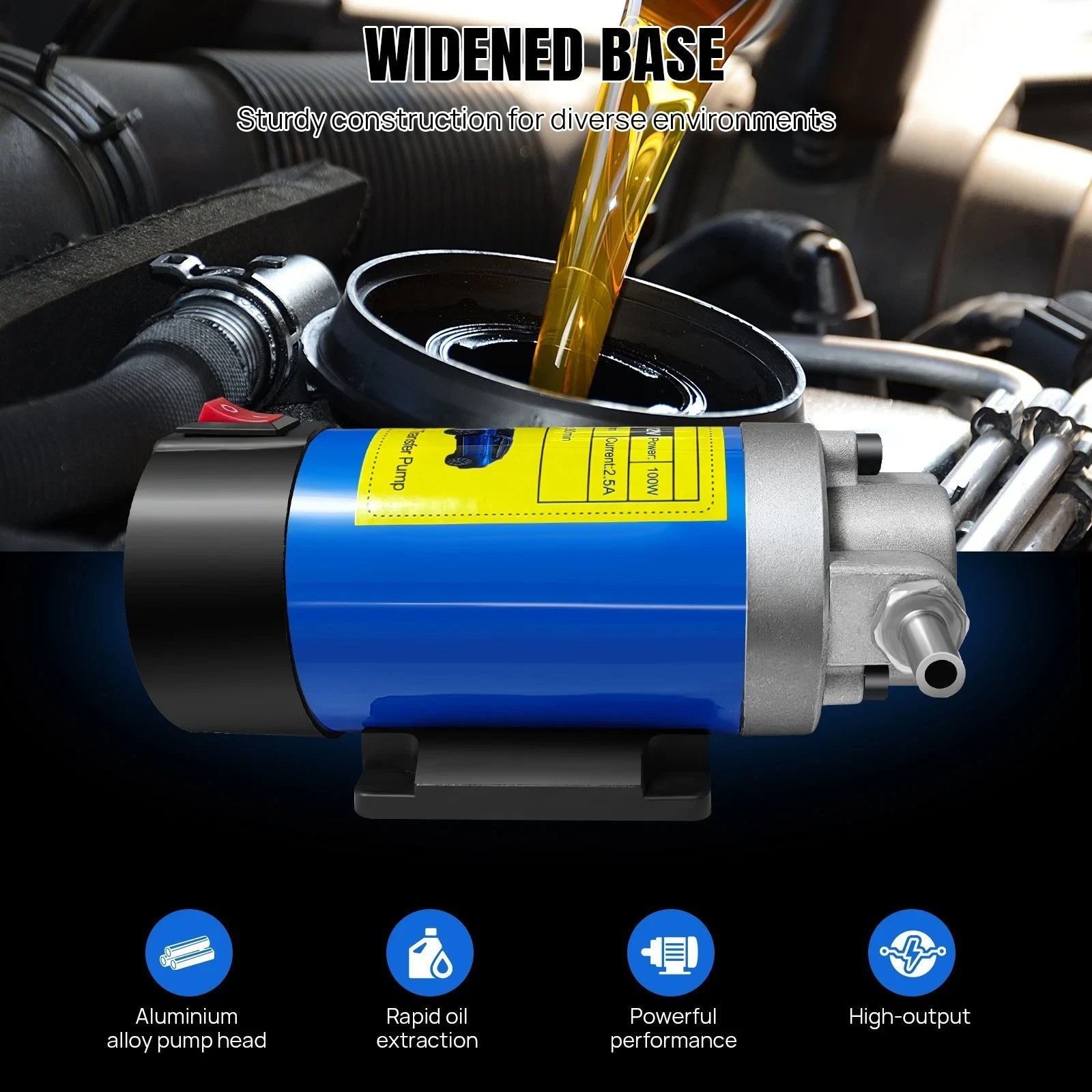 12V Electric Scavenge Suction Transfer Change Pump Motor Oil Extractor Pump 100W