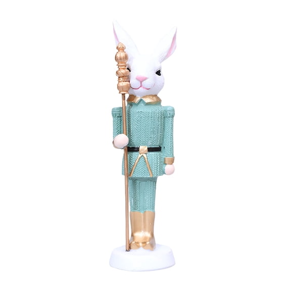 LAMIRO Easter Bunny Figurines,Resin Handheld Crutch Easter Rabbit Nutcracker Sculpture,Cute Bunny Tabletop Layered Trays Centerpiece Decorations for Party Home Holiday Spring Easter Decor