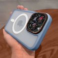 thumbnail image 3 of Luxury Matte Bumper Magnetic Clear Case For iPhone 15 14 13 12 Pro Max Plus Magsafe Wireless Charge Full Lens Protection Cover, 3 of 5