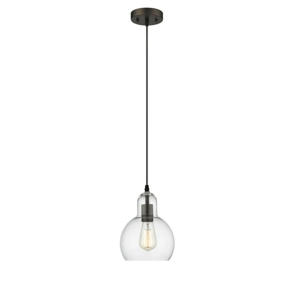 Transitional 1 Light 7.5" Mini Ceiling Pendant with Glass Downlight, Bronze