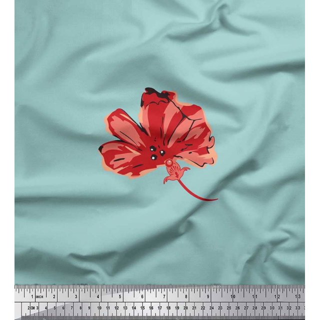 Soimoi Rayon Fabric Artistic Flower Print Fabric by Yard 42 Inch Wide