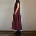 thumbnail image 4 of CUITING Robe Femme Décontractée Ample Unie à Bretelles Longues Tablier en Coton Lin avec Poches, 4 of 5