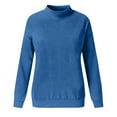 thumbnail image 4 of BODOAO Mock Neck Sweatshirt Women Oversized Pullover Sweatshirts No Hood Plain Long Sleeve Turtleneck Tops Fall Winter Clothes Blue XL, 4 of 6