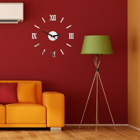 Pretyzoom Livingroom Wall Clock Metal 1Set Silent Movement for Modern Art Lovers