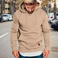 thumbnail image 2 of Hoodies for Men Pullover Hoodie Men Solid Color Drawstring Hooded Pocket Leather Label Casual Hoodie Business Comfortable Loose Trendy Hoodie, 2 of 5