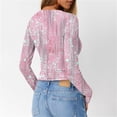 thumbnail image 5 of Uootdi Women's Print Long Sleeve Shirts Button Down V Neck Ribbed Knit Henley T Shirts Gift Slim Fit Casual Basic Tops, 5 of 6