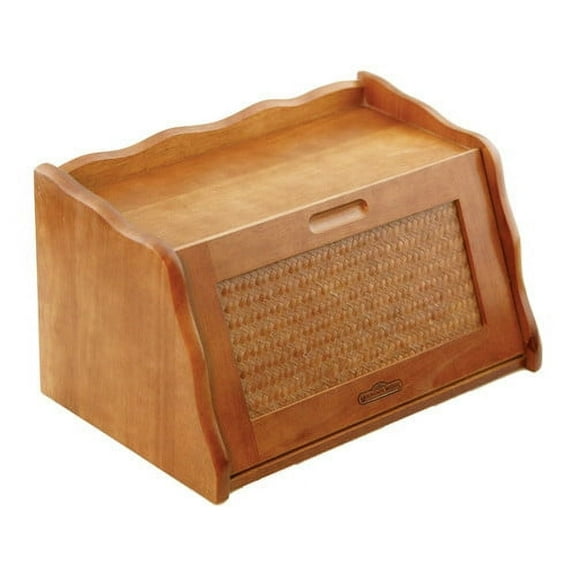 Mountain Woods Furniture Wood Flip-Down Lid Bread Box
