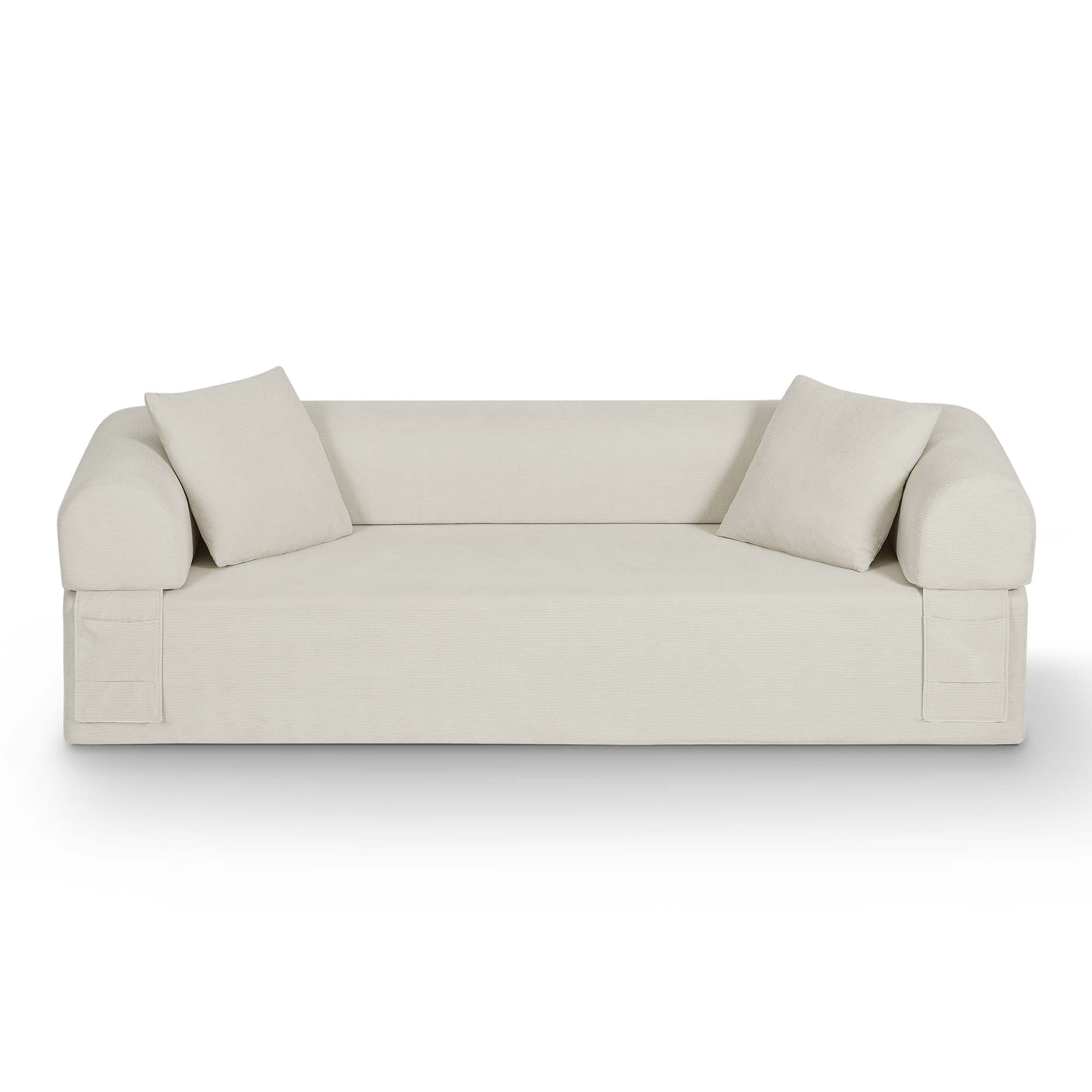 Miniyam 83" W 3 Seater Sofa Boneless Couches, No Assembly Needed, Modern Corduroy Sofa for Compact Living Rooms, Apartments, and Offices(Beige)