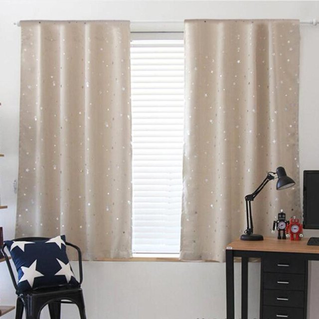 Cortina Deco 4pcs 100 X 130 cm Estrellas opaca Sala de estar (Beige) JShteea Libre de BPA