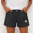thumbnail image 2 of Bermuda Shorts for Women JIANLAI Plus Size Elastic Waist Drawstring Summer Beach Shorts with Pockets S-3XL Black, 2 of 5