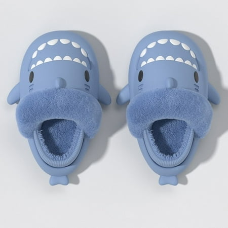 

CoCopeanut Winter Plush Shark Slippers For Women Man 2022 Couple Slides Soft Household Cartoon Indoor Antiskid Thick Sole Furry Slippers