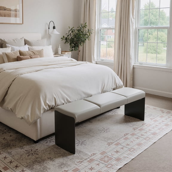 Mur Bench Gray Bench, Modern Style, Seats up to 2, Plywood, Indoor Living