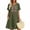 Green, variant on Embroidered Dresses for Women Midi 100% Cotton Short Sleeve Wedding Guest Casual Vacation Button Down V-Neck Boho Beach Sundress