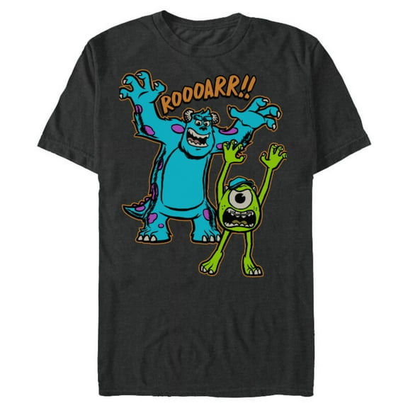 Disney PIXAR Monsters U Mikey and Sulley Roar T-Shirt- Short Sleeve Blended T-Shirt for Adults - Customized-Dark Heather