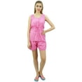 thumbnail image 4 of Bimba Womens Drawstring Solid Pink Pj Set Buttondown Shirt Shorts Dress-20, 4 of 9