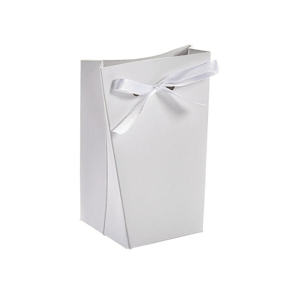 Small White Paper Favor Bags W/Ribbon Party Supplies 24 Pieces