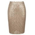 thumbnail image 5 of PrettyGuide Pencil Mini Skirt for Women Classic High Waist Skirt Sparkle Party Sequin Dress Frosted Gold, 5 of 7