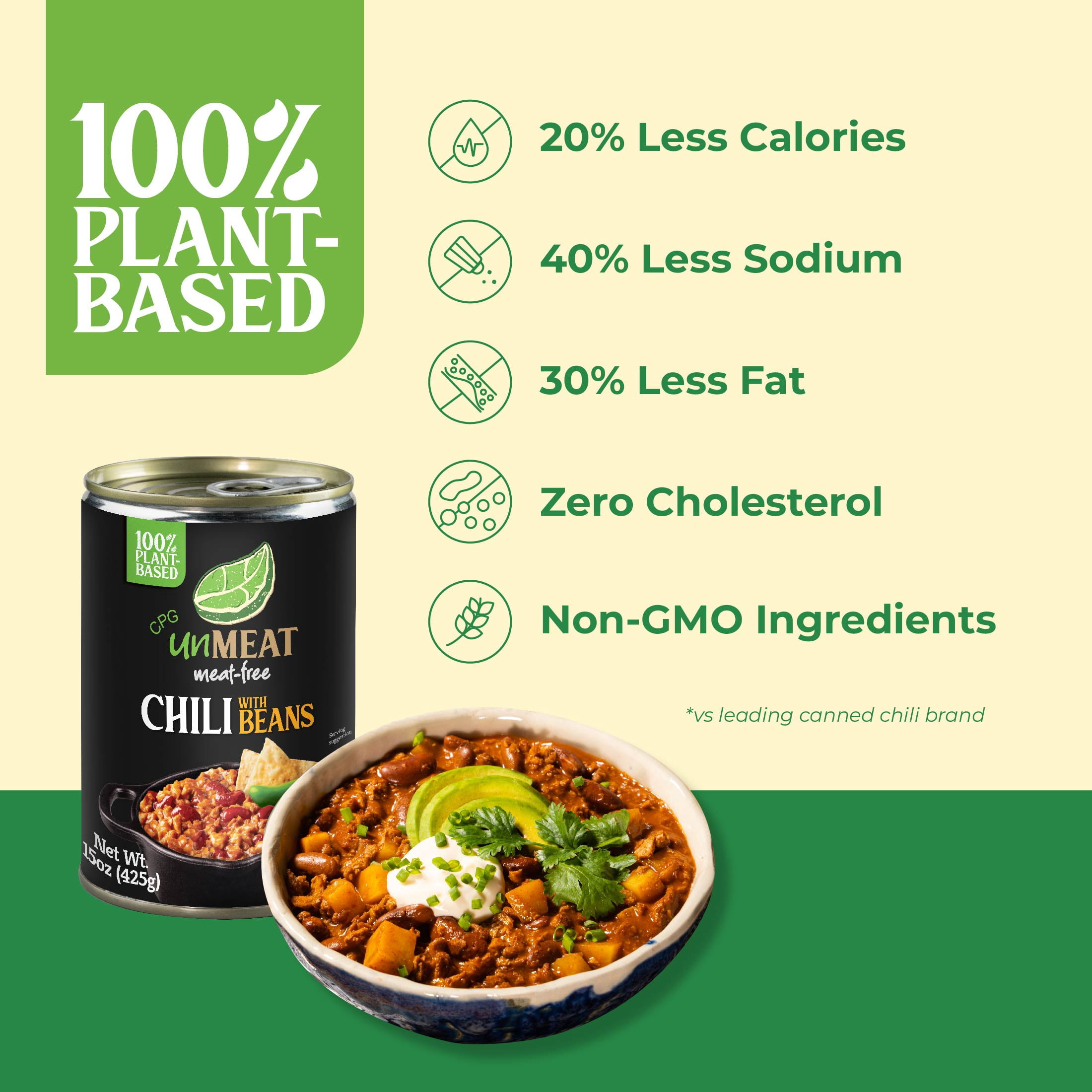 (2 pack) CPG unMEAT Chili with Beans, 15oz Can