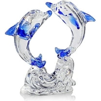 Crystal Glass Dolphins Figurines Collectibles, Sea Animal Sculpture Statue, Home Desk Decoration