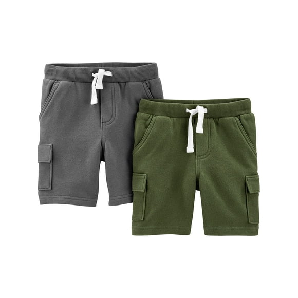 Pantalones cortos cargo Simple Joys de Carter's Boys 2T, oliva/gris, 2 unidades