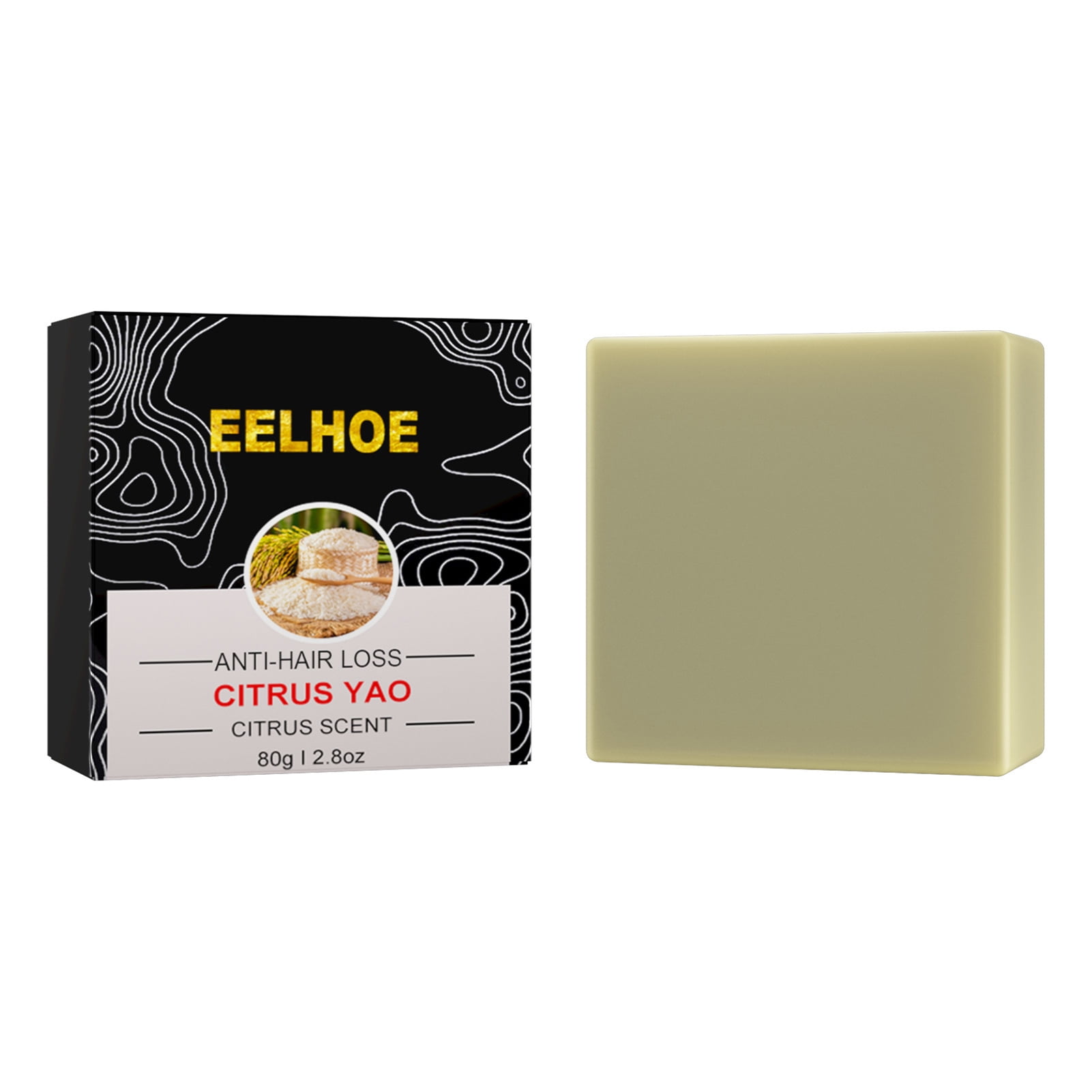 EELHOE 80g -hair Loss Rice Shampoo Bar Rice Essence Hair Conditioner Soap Balance Oil Nourish Hair