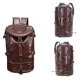 thumbnail image 4 of Men's Backpack Fashion Barrel Cylinder Leather Backpack Travel Bag Large Capacity Backpack, 4 of 5