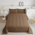 thumbnail image 2 of Castle Fairy Classic Geometric Strip Full Size Comforter Sets 3-Piece,Minimalist Vertical Line Bedding Comforter Set,Tan Dark Brown,Reversible,1 Comforter and 2 Pillowcases, 2 of 6