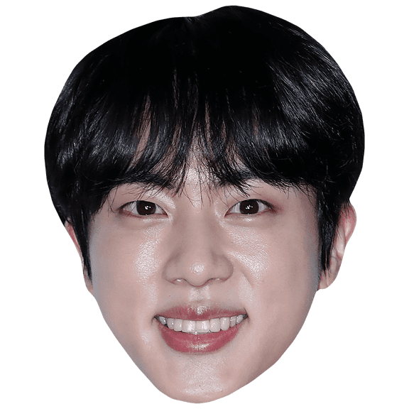 Jin (Black Hair) Celebrity Mask, Flat Card Face, Fancy Dress Mask