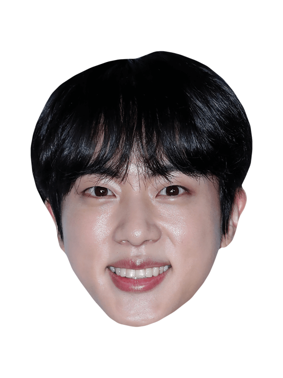 Jin (Black Hair) Celebrity Mask, Flat Card Face, Fancy Dress Mask
