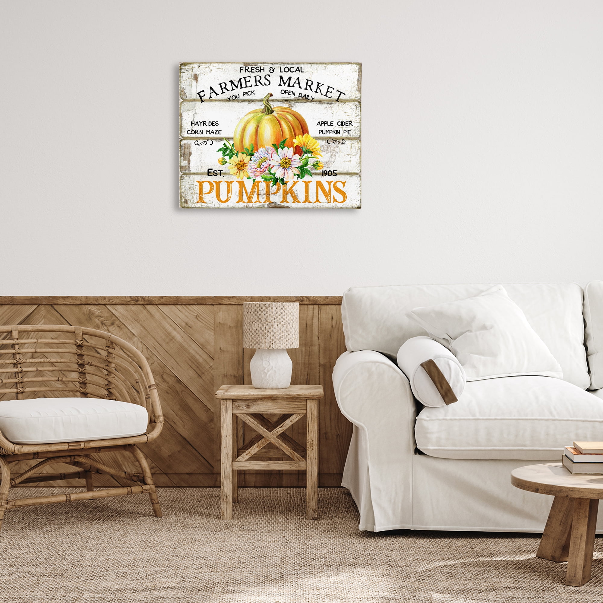 Stupell Industries Rustic & Floral Farm Market Holiday Painting Gallery Wrapped Canvas Art Prints Wall Art, 30 x 24