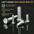 thumbnail image 4 of 4Pack M8-1.25 x 50mm Left Hand Hex Head Bolt, 304 Stainless Steel Reverse Fully Threaded  Fastener Screws Bolts for Machinery, Automobiles and Construction, 4 of 6