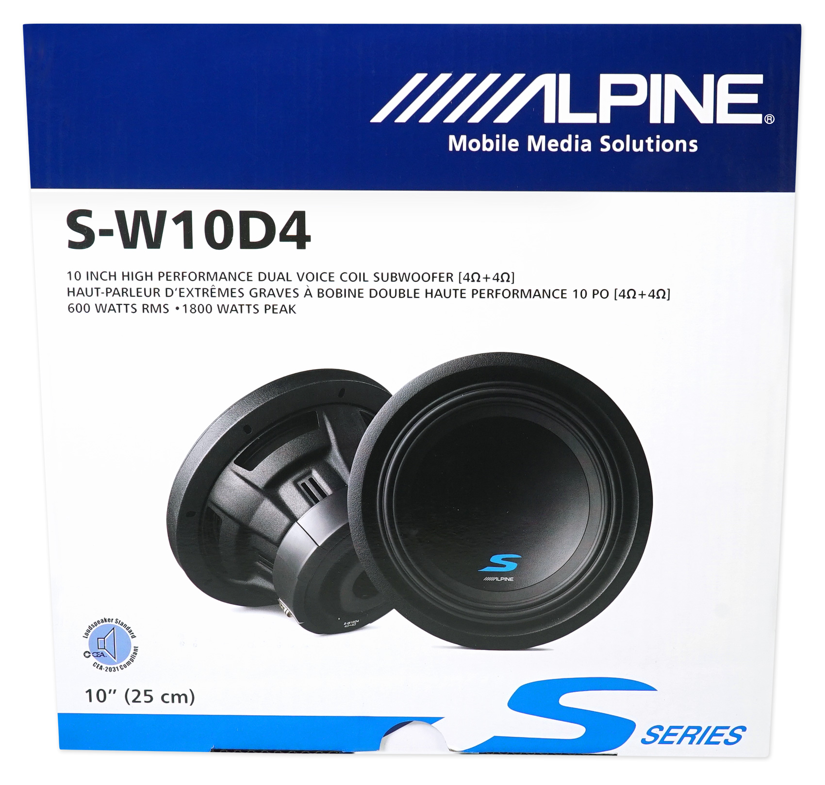 Alpine S-W10D4 10" 1800 Watt Dual 4-Ohm Car Audio Subwoofer DVC Sub SW10D4 - image 8 of 8