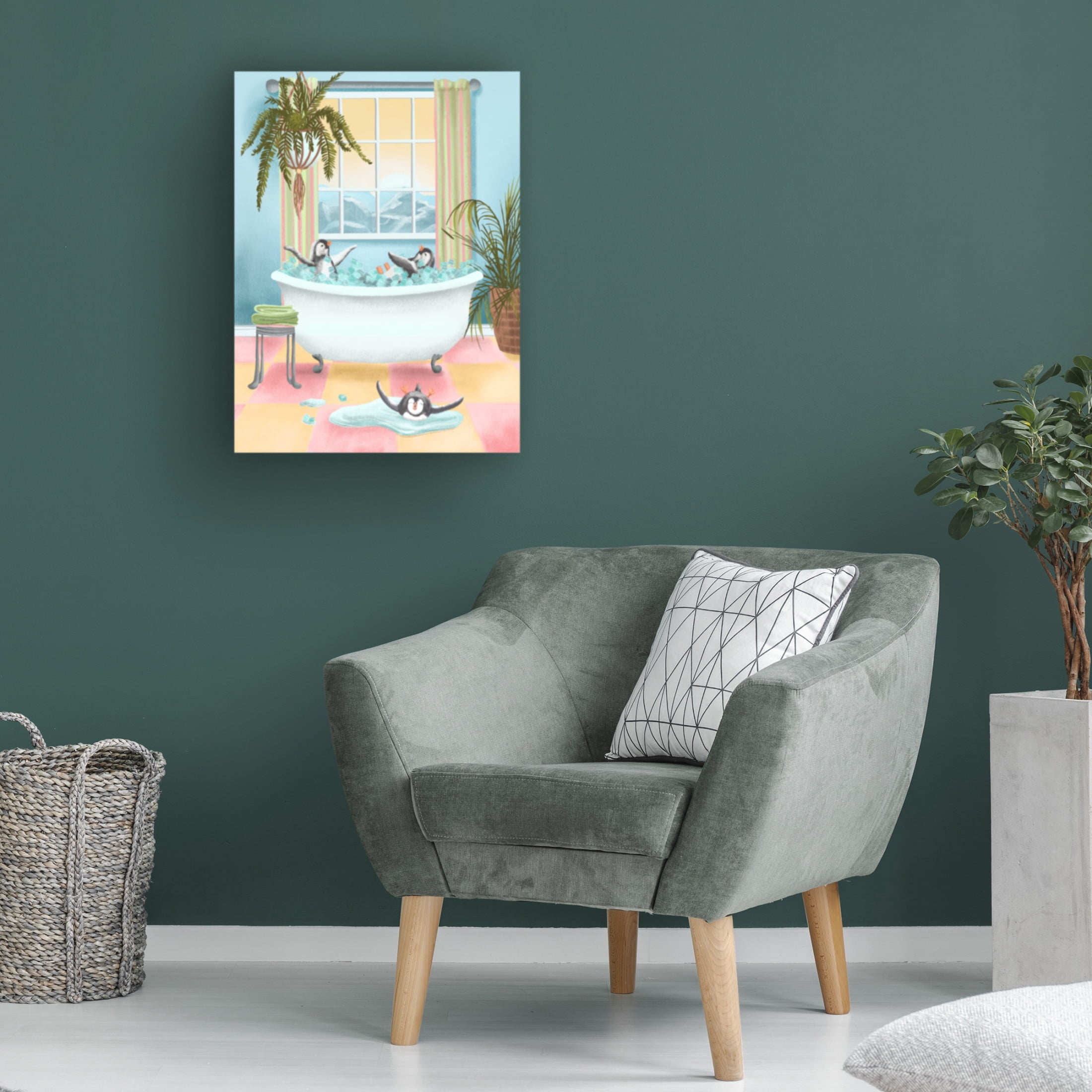 Canvas Wall Art - Christine Rotolo 'Arctic Animals in Tubs Penguins 3' Wall Art for Living Room, Bedroom, or Office Décor by Trademark Fine Art - 24 x 32 Inches