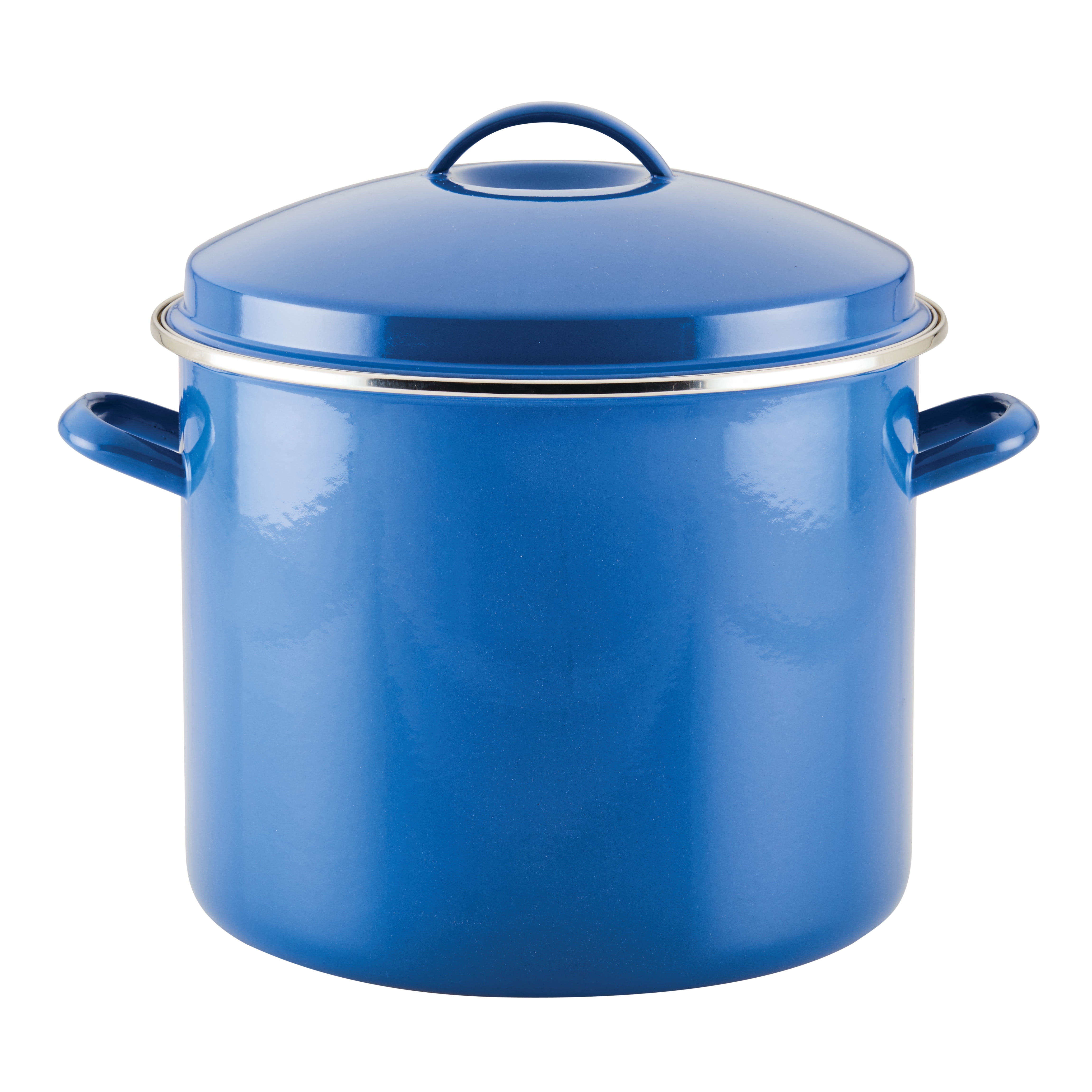 Farberware Enamel-on-Steel 16 Quart Large Induction Stockpot with Enamel on Steel Lid, Oven Safe to 450F, Blue