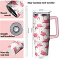 thumbnail image 2 of 30 oz Flamingo Tumbler with Handle and Straw, Insulated Stainless Steel Cup with Lid, Travel Coffee Mug Water Bottle, Gifts for Woman Animal Lovers, 2 of 6