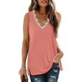 thumbnail image 2 of Womens Tank Tops V Neck Lace Side Split Summer Sleeveless Tops, 2 of 5
