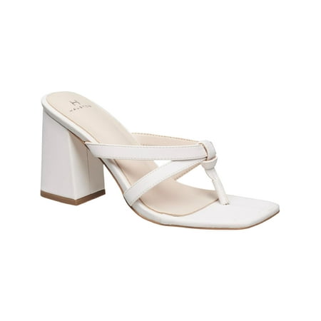 

H Halston Womens Mash Vegan Leather Thong Block Heels