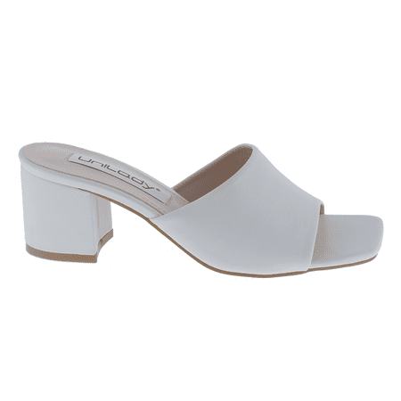 

Info-1 Women Open Toe Slip On Block Chunky Low Heels Mules Pumps Slides White USA Size 11
